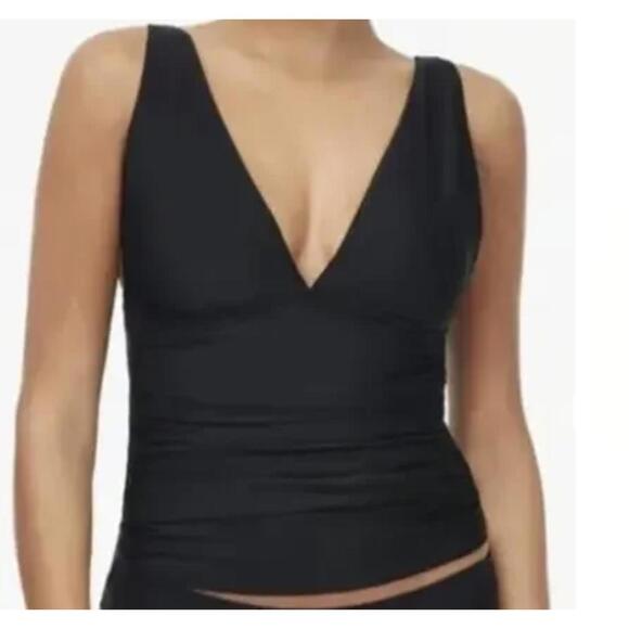 J.Crew Deep V-Neck Tankini Top / Black / Size XS - Picture 2 of 4